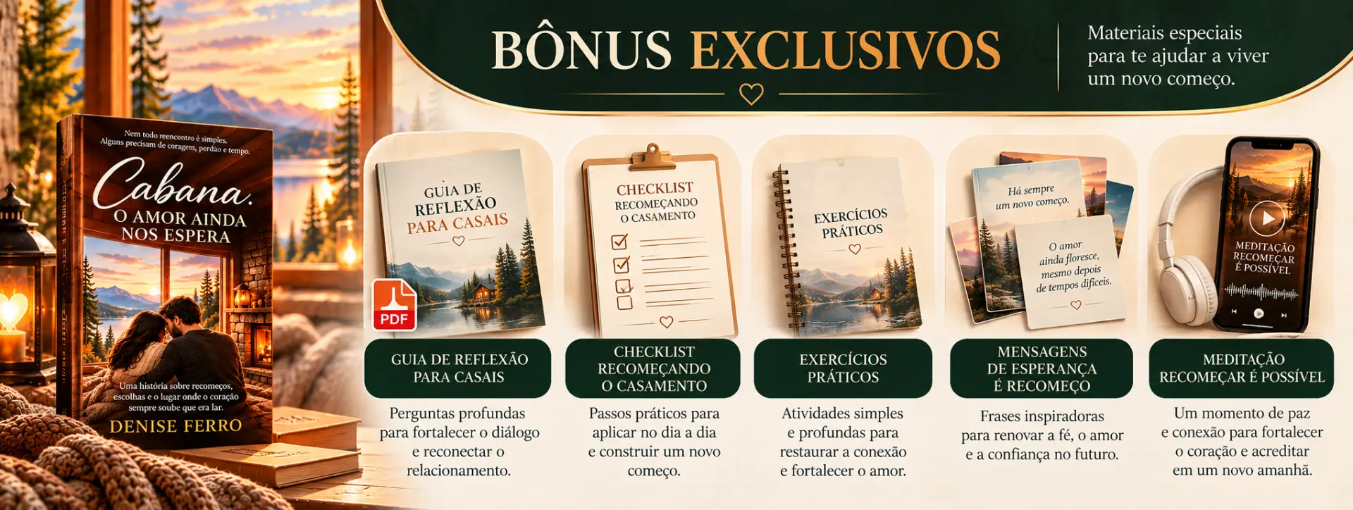 Bônus exclusivos: guia de reflexão, checklist, exercícios, mensagens e meditação